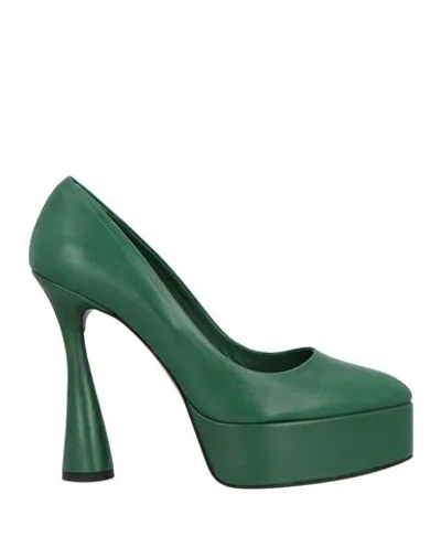 Eddy Daniele Woman Pumps Green Size 10 Leather