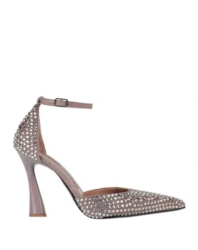 Eddy Daniele Woman Pumps Light Brown Size 7 Leather, Swarovski Crystal In Beige