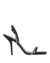 Eddy Daniele Woman Sandals Black Size 11 Textile Fibers, Swarovski Crystal In Black
