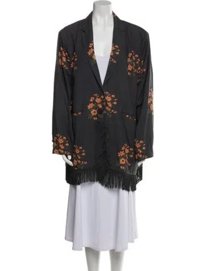 Pre-owned Eddy Floral Print Evening Jacket In Gray