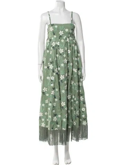 Pre-owned Eddy Floral Print Long Dress In Green