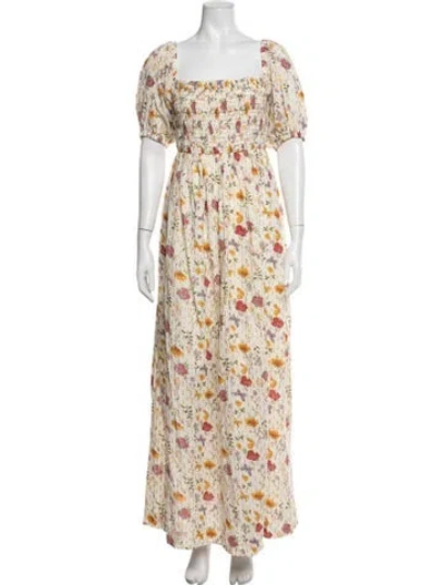 Pre-owned Eddy Floral Print Long Dress In Neutrals