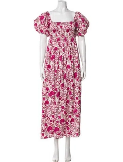 Pre-owned Eddy Floral Print Long Dress In Pink