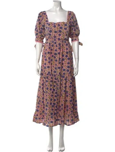 Pre-owned Eddy Floral Print Long Dress In Pink