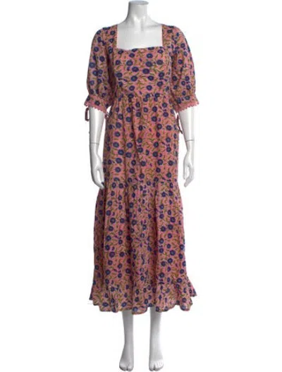 Pre-owned Eddy Floral Print Long Dress In Pink