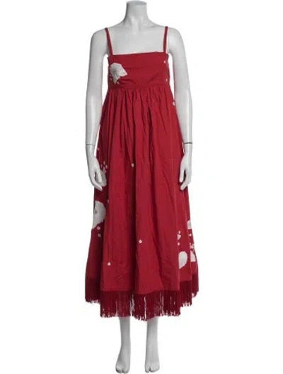 Pre-owned Eddy Floral Print Long Dress In Red