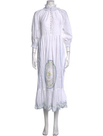 Pre-owned Eddy Floral Print Long Dress In White