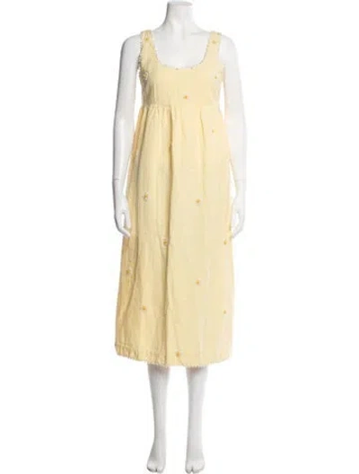 Pre-owned Eddy Floral Print Long Dress In Yellow
