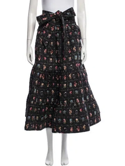 Pre-owned Eddy Floral Print Long Skirt In Black