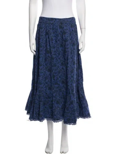 Pre-owned Eddy Floral Print Long Skirt In Blue