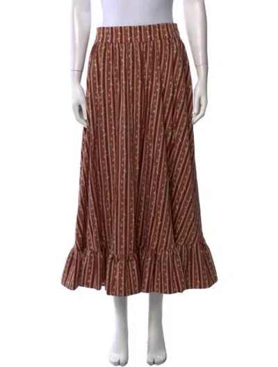 Pre-owned Eddy Floral Print Long Skirt In Brown