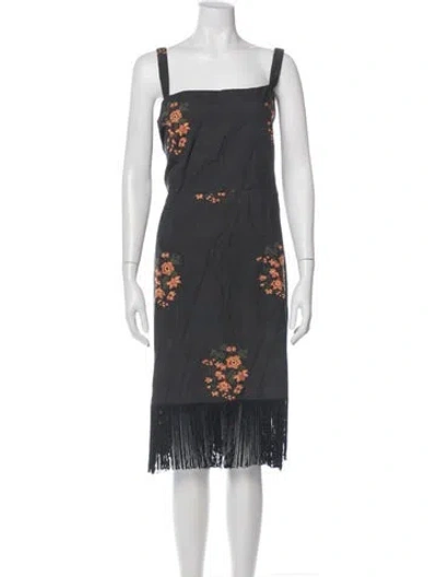Pre-owned Eddy Floral Print Midi Length Dress In Blue