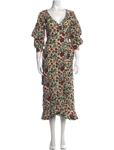 Pre-owned Eddy Floral Print Midi Length Dress In Multicolor