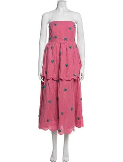 Pre-owned Eddy Floral Print Midi Length Dress In Pink