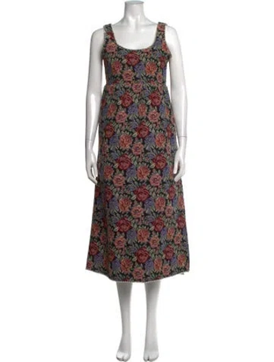 Pre-owned Eddy Floral Print Midi Length Dress W/ Tags In Multicolor