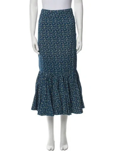 Pre-owned Eddy Floral Print Midi Length Skirt In Blue