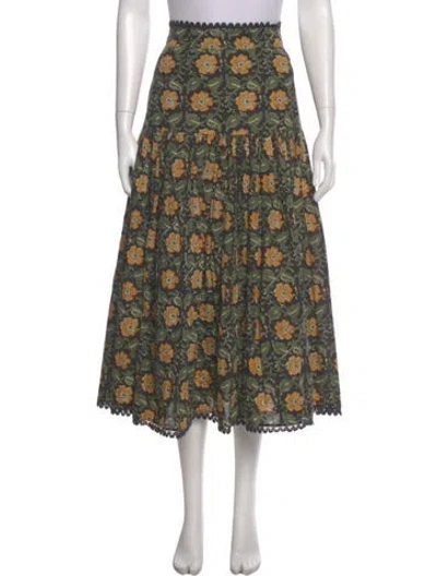 Pre-owned Eddy Floral Print Midi Length Skirt In Green