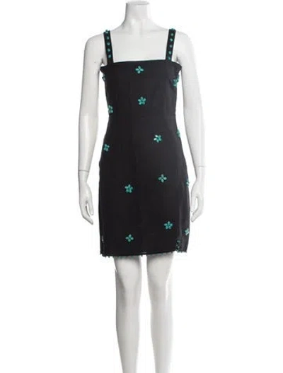 Pre-owned Eddy Floral Print Mini Dress In Black