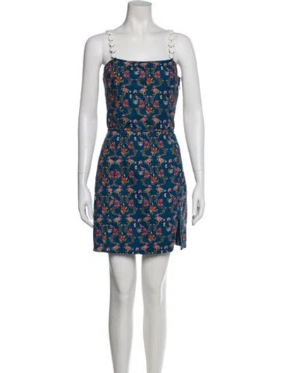 Pre-owned Eddy Floral Print Mini Dress In Blue