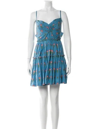 Pre-owned Eddy Floral Print Mini Dress In Blue