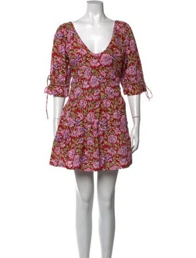 Pre-owned Eddy Floral Print Mini Dress In Red