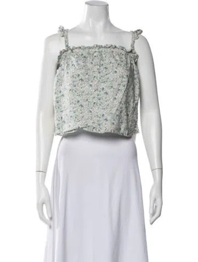 Pre-owned Eddy Floral Print Square Neckline Crop Top In Multicolor