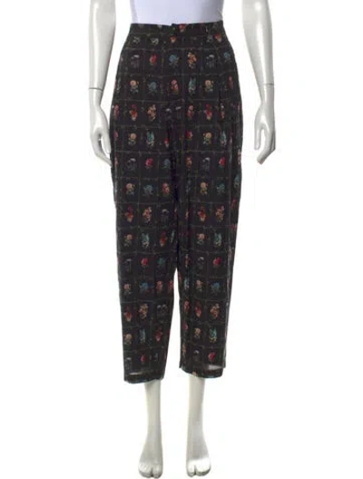 Pre-owned Eddy Floral Print Straight Leg Pants W/ Tags In Black