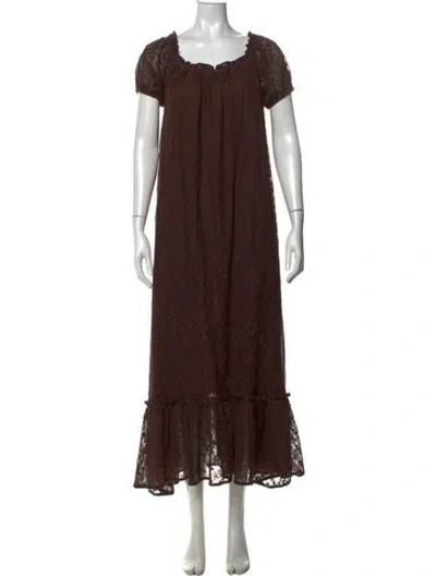 Pre-owned Eddy Lace Pattern Long Dress In Brown