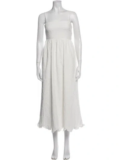 Pre-owned Eddy Lace Pattern Midi Length Dress In White