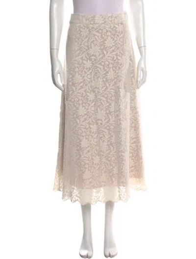 Pre-owned Eddy Lace Pattern Midi Length Skirt In Neutral