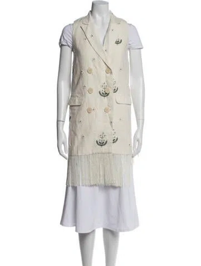 Pre-owned Eddy Linen Floral Print Jacket In Neutrals