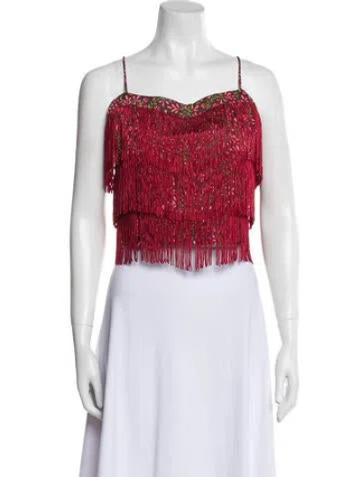 Pre-owned Eddy Paisley Print Square Neckline Crop Top W/ Tags In Multi