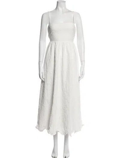 Pre-owned Eddy Patterned Midi Length Dress In White