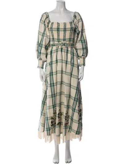 Pre-owned Eddy Plaid Print Long Dress In Multicolor