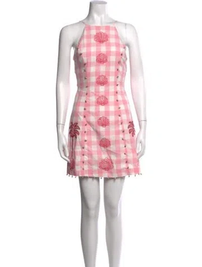 Pre-owned Eddy Plaid Print Mini Dress In Pink