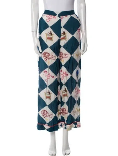 Pre-owned Eddy Silk Printed Sweatpants In Blue