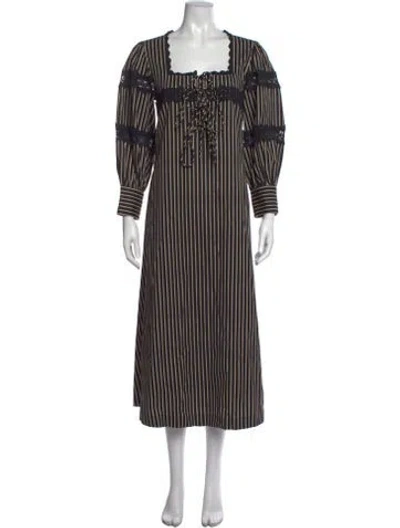 Pre-owned Eddy Striped Long Dress In Black