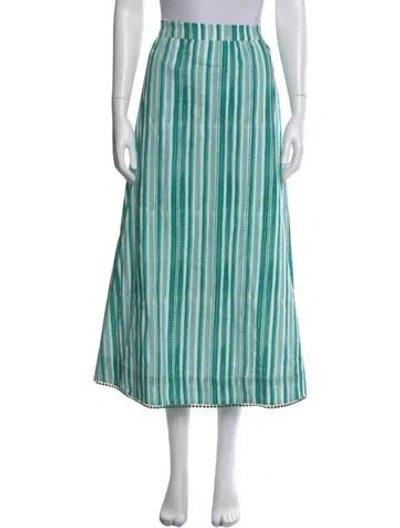 Pre-owned Eddy Striped Midi Length Skirt In Green
