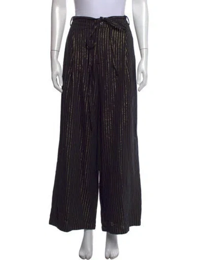 Pre-owned Eddy Striped Wide Leg Pants In Black
