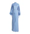 Edeline Lee Charmeuse Crinkle Cristo Gown In Blue