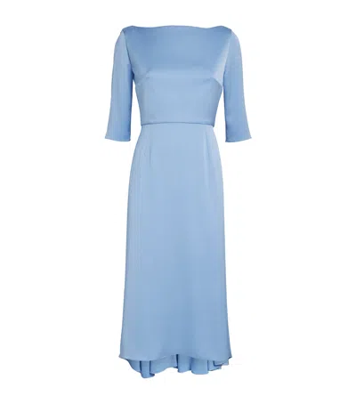 Edeline Lee Charmeuse Nyx Midi Dress In Blue