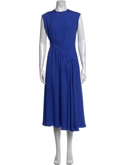 Pre-owned Edeline Lee Crew Neck Midi Length Dress In Blue