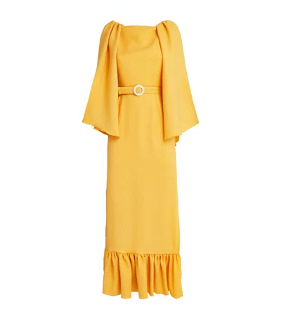 Edeline Lee Cape-detail Camilla Midi Dress In Yellow