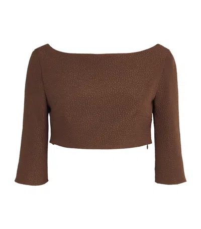 Edeline Lee Jacquard Joan Crop Top In Brown
