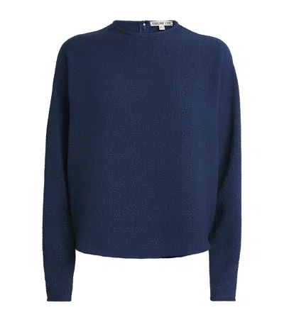 Edeline Lee Jacquard Long-sleeve Top In Navy