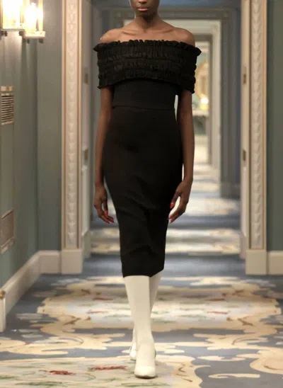 Edeline Lee Philomela Ruche Dress In Black