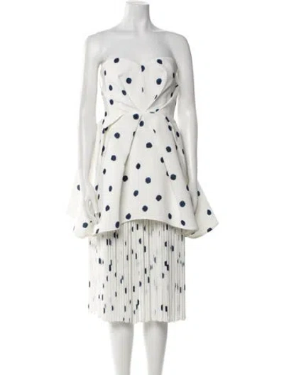 Pre-owned Edeline Lee Polka Dot Print Mini Dress In White