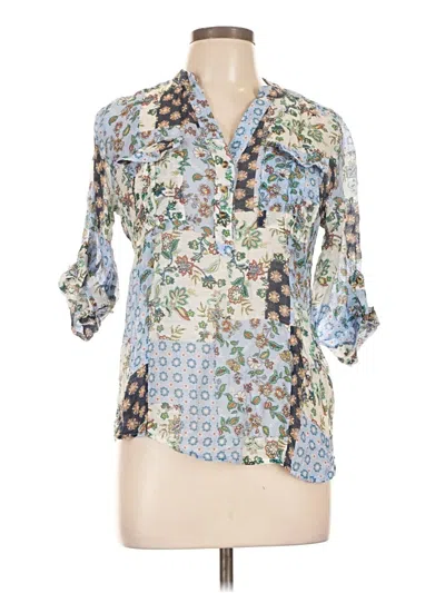 Pre-owned Eden & Olivia 3/4 Sleeve Blouse In Blue