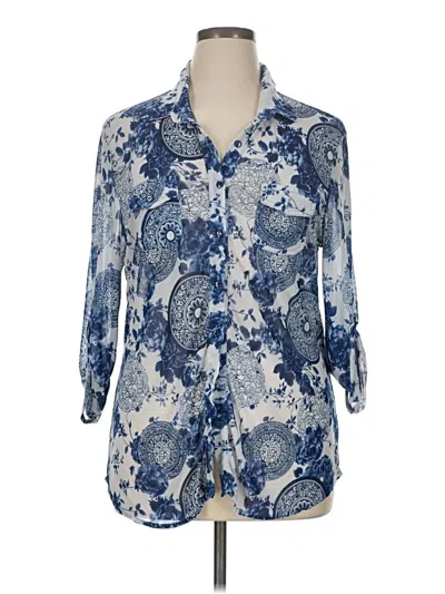 Pre-owned Eden & Olivia 3/4 Sleeve Blouse In Blue