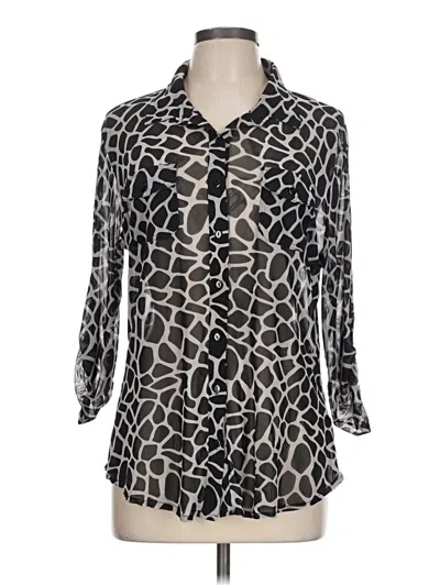 Pre-owned Eden & Olivia 3/4 Sleeve Blouse In Silver